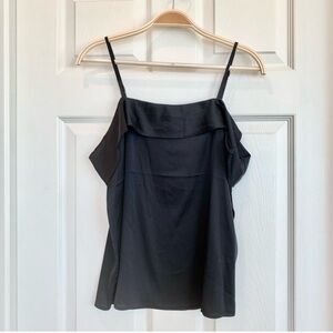 Express Black Satin Cold-Shoulder Top